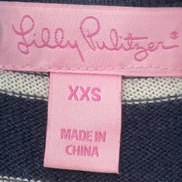 Lilly Pulitzer White & Navy Elba Boat Neck Stripe Pullover Sweater Size XXS XS - Picture 5 of 8